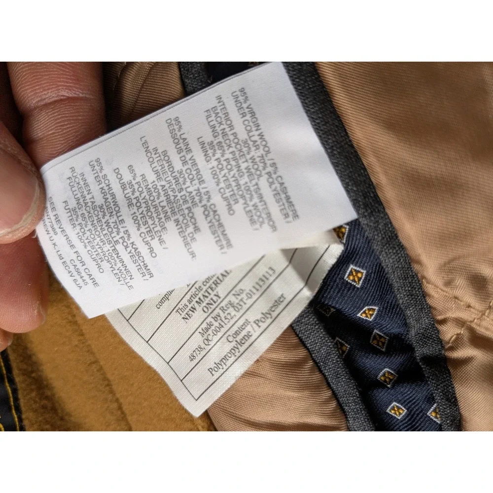 J Crew Ludlow Wool Cashmere Top Coat Camel Tan Mens Size 40S‎